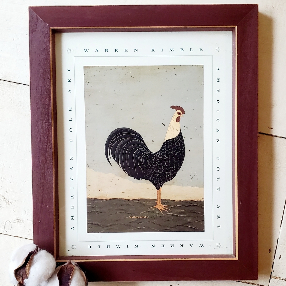 Folk Art Rooster Print Timeless Elegance